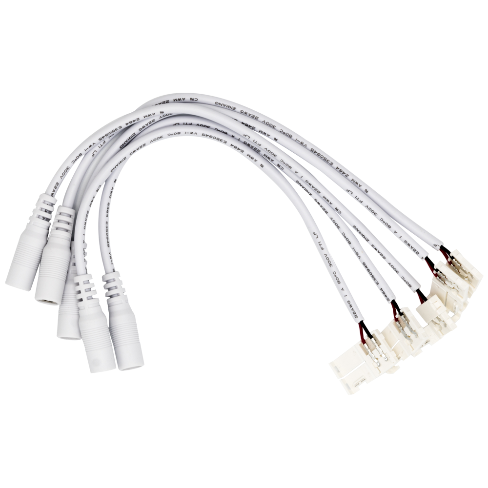 CLICKLOCK™ Female DC Plug with 8mm Splice Connector, 6" - 5 Pack